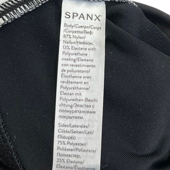 Spanx Faux Leather Side Stripe Leggings Small Black Chic Edgy High Waisted - Picture 6 of 7